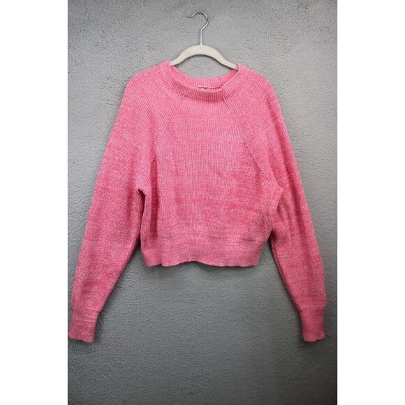 Free People Sweaters - Free People Pink & White Long Puff Sleeve Sweater-Size S/P-Nice Boxy-BOHO